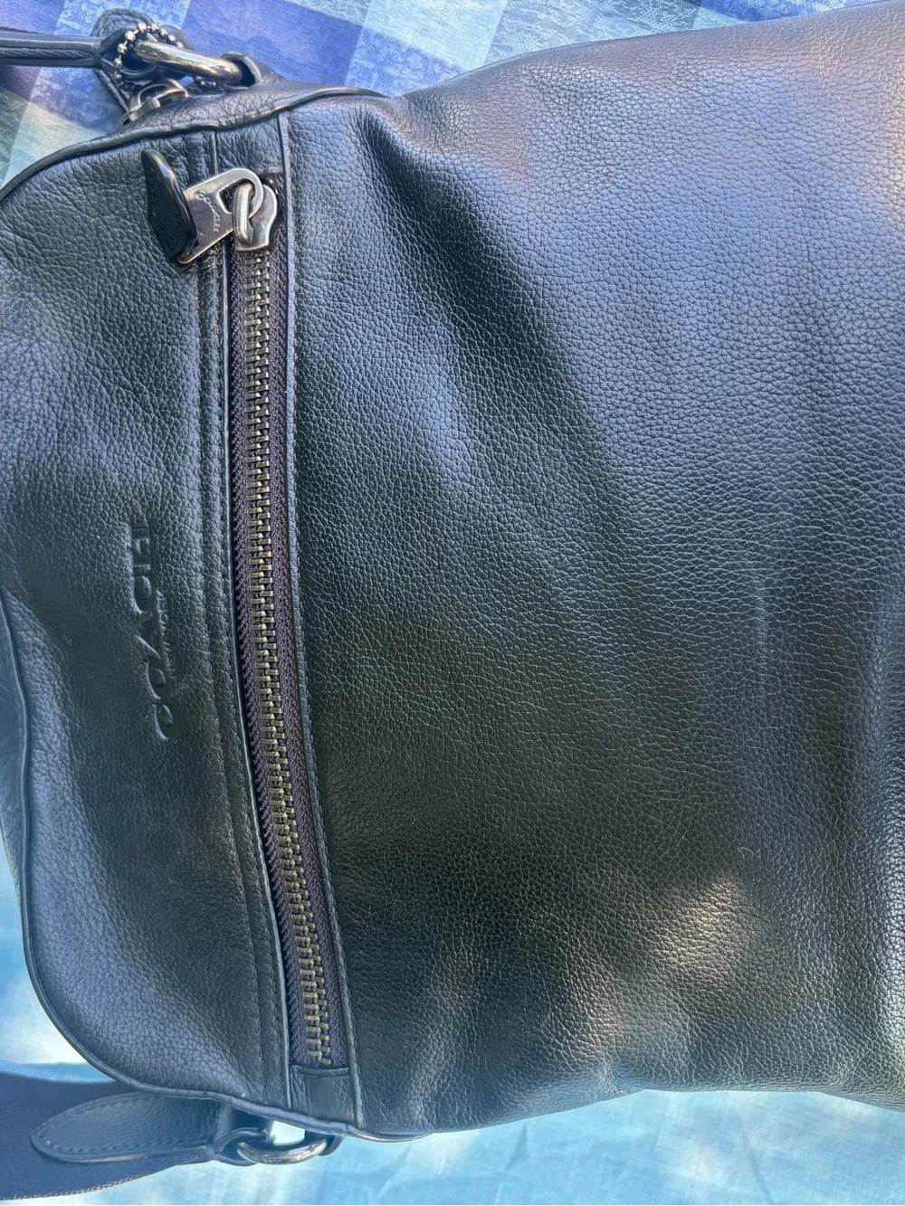COACH Black Pebbled Leather Messenger Crossbody